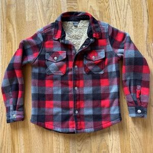 Eddie Bauer 7/8 plaid fleece shirt jacket shacket boys